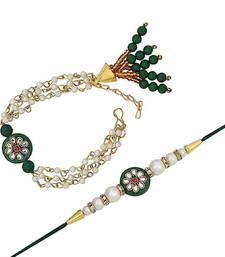 Designer Bhaiya Bhabhi Hanging Lumba Rakhi Combo Set With Roli Chawal for Rakshabhandan 