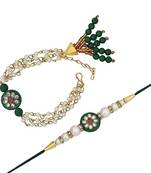 Designer Bhaiya Bhabhi Hanging Lumba Rakhi Combo Set With Roli Chawal for Rakshabhandan 