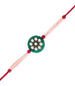  Ethnic Designer Pearl Kundan Rakhi Bracelet for Brother/Men (R012-Sb)