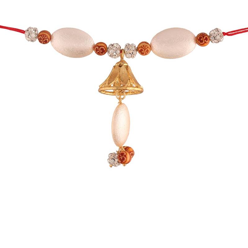 Rakshabandhan Special Designer Pearl Hanging Lumba Rakhi for Bhabhi 