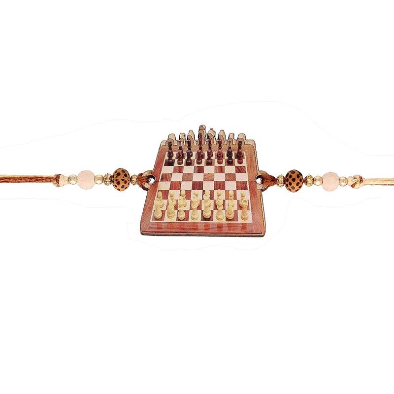 I Jewels Rakshabandhan Special Fancy Chess Board Wooden Rakhi For Kid's/Brother (R063)