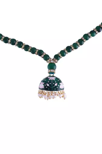  Designer Enamel Jhumka Pearl Hanging Lumba Rakhi for Bhabhi 