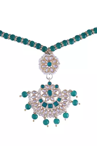 I Jewels Rakshabandhan Special Designer Pearl Hanging Floral Lumba Rakhi for Bhabhi (R068G-L)