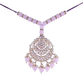 Rakshabandhan Special Designer Kundan & Pearl Studded Chandbali Hanging Lumba Rakhi for Bhabhi  1