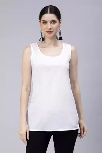 hand embroidered white georgette angarkha with slip