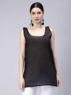hand embroidered black georgette angarkha with slip 5