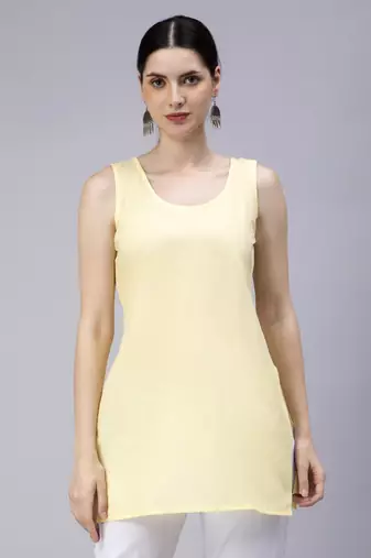 hand embroidered yellow georgette angarkha with slip