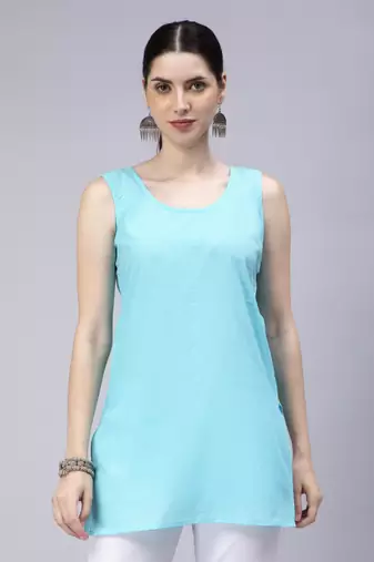 hand embroidered blue georgette angarkha with slip