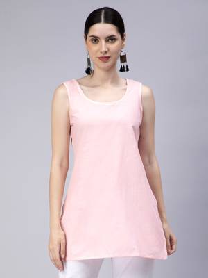 hand embroidered peach georgette lucknowi chikan kurti with slip 4