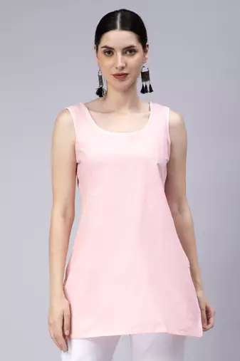 hand embroidered peach georgette lucknowi chikan kurti with slip