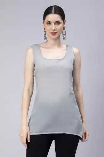 hand embroidered grey georgette lucknowi chikan kurti with slip