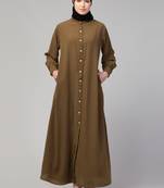 Nazneen Front open Band Colar & cuff Daily wear casual Abaya