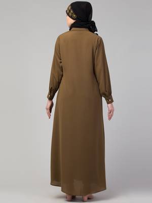 Nazneen Front open Band Colar & cuff Daily wear casual Abaya 2