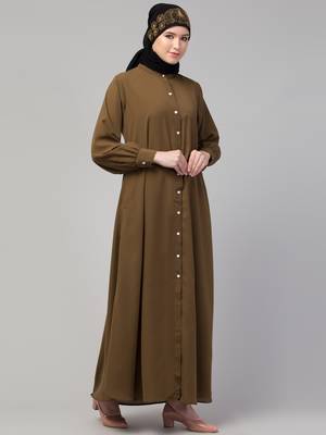 Nazneen Front open Band Colar & cuff Daily wear casual Abaya 3