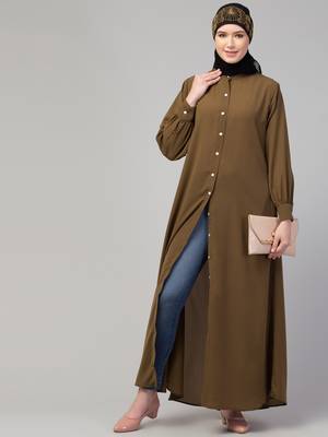 Nazneen Front open Band Colar & cuff Daily wear casual Abaya 4