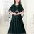 Green Embroidery Georgette Poncho Style Gown Dress For Kids Girls