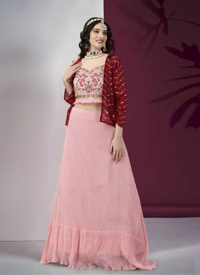 Exclusive Designer Function Wear Crop Top Lehenga With Shrug 1