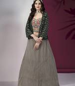Exclusive Designer Function Wear Crop Top Lehenga With Shrug