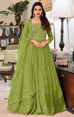 Mahendi Embroidered Georgette Floor Length Salwar Kameez 1