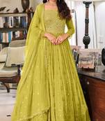 Lime Green Sequin Embroidered Salwar Kameez Suit