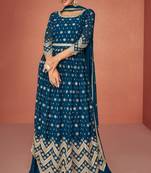 Teal Embroidered Traditional Salwar Kameez
