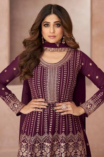 Purple Festival Wear Embroidered Salwar Kameez