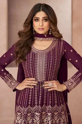 Purple Festival Wear Embroidered Salwar Kameez
