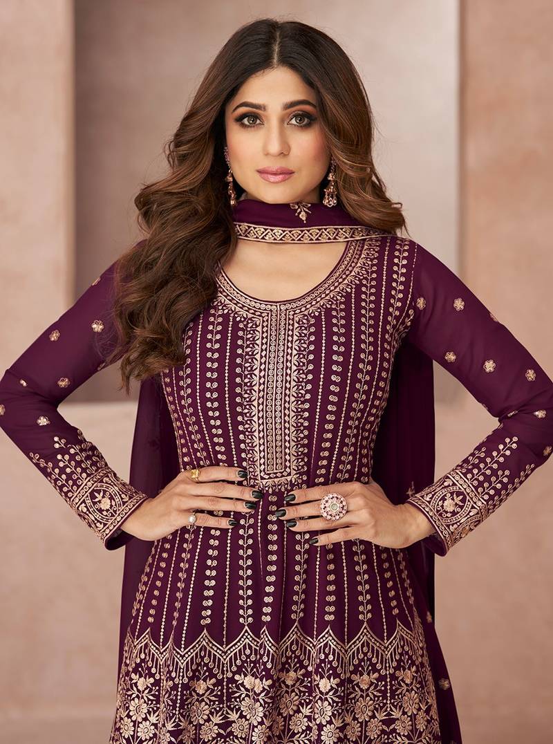 Purple Festival Wear Embroidered Salwar Kameez