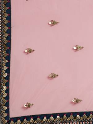 Navy Blue Colour Satin Silk A-line Semi-Stitched Lehenga & Unstitched Blouse With Dupatta 5