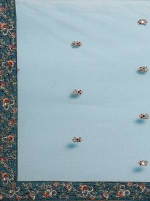 Teal Colour Net With Miror Work Semi-Stitched Lehenga & Unstitched Blouse With Dupatta 9