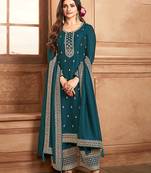 Dark Teal Embroidered Designer Salwar Suit