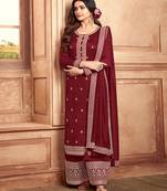 Maroon Embroidered Designer Salwar Suit