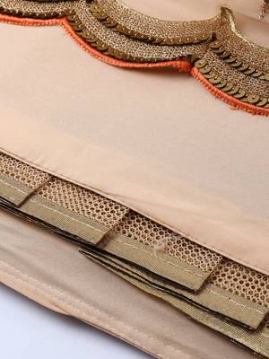 Peach Coloured Sequinned  Embroidered Semi-Stitched Lehenga & Unstitched Blouse With Dupatta 2