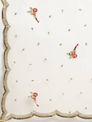 Peach Coloured Sequinned  Embroidered Semi-Stitched Lehenga & Unstitched Blouse With Dupatta 7