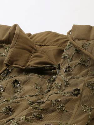 Mehendi Embroidered Net Semi-Stitched Lehenga & Unstitched Blouse With Dupatta 10