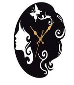 Women Face Designer Round Analog Black Metal Wall Clock Without Glass
