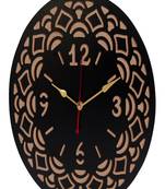 Designer Round Analog Black Wood Wall Clock Without Glass
