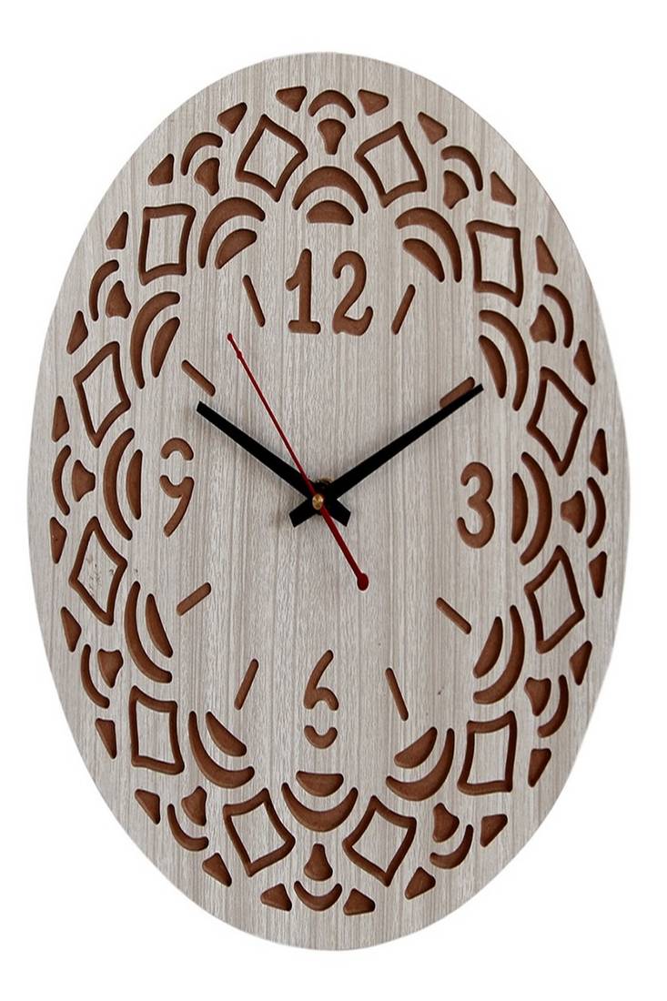 Designer Round White Wood Wall Clock Without Glass