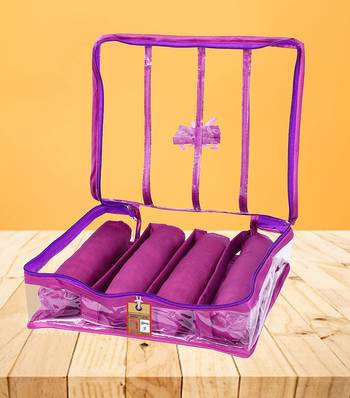 Atorakushon satin bangle box chudi organizer for women jewellery pouch 4 rod bangle pouch purple 1