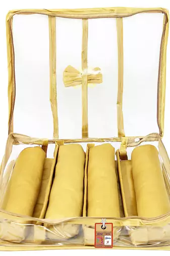 Atorakushon satin bangle box chudi organizer for women jewellery pouch 4 rod bangle pouch gold