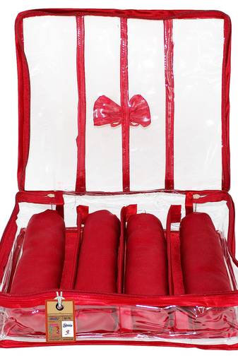 Atorakushon satin bangle box chudi organizer for women jewellery pouch 4 rod bangle pouch maroon
