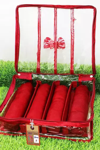 Atorakushon satin bangle box chudi organizer for women jewellery pouch 4 rod bangle pouch maroon