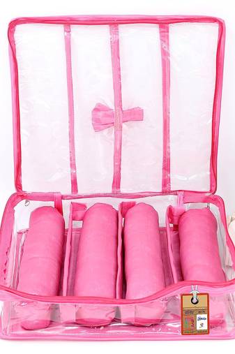 Atorakushon satin bangle box chudi organizer for women jewellery pouch 4 rod bangle pouch pink