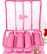 Atorakushon satin bangle box chudi organizer for women jewellery pouch 4 rod bangle pouch pink