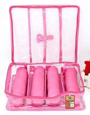 Atorakushon satin bangle box chudi organizer for women jewellery pouch 4 rod bangle pouch pink 2