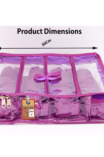 Atorakushon satin bangle box chudi organizer for women jewellery pouch 4 rod bangle pouch purple
