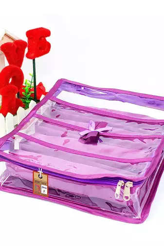 Atorakushon satin bangle box chudi organizer for women jewellery pouch 4 rod bangle pouch purple