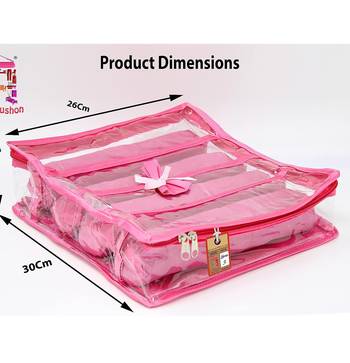 Atorakushon satin bangle box chudi organizer for women jewellery pouch 4 rod bangle pouch pink 3