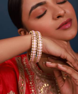 Pink kundan bangles 1