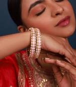 Pink kundan bangles